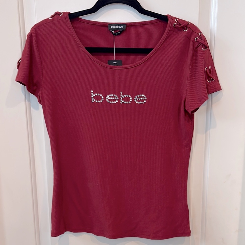 Bebe | Rhinestone Logo Top | Size L